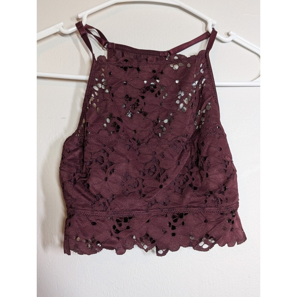 Aerie Bra Womens Small Burgundy Bralette Halter Unpadded‎ Lingerie Sleepwear NEW